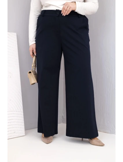 Dámské kalhoty Plus Size s širokými nohavicemi a vysokým pasem model 22270455 - K-Fashion Dámské kalhoty Plus Size s širokými nohavicemi a vysokým pasem model 22270455 - K-Fashion