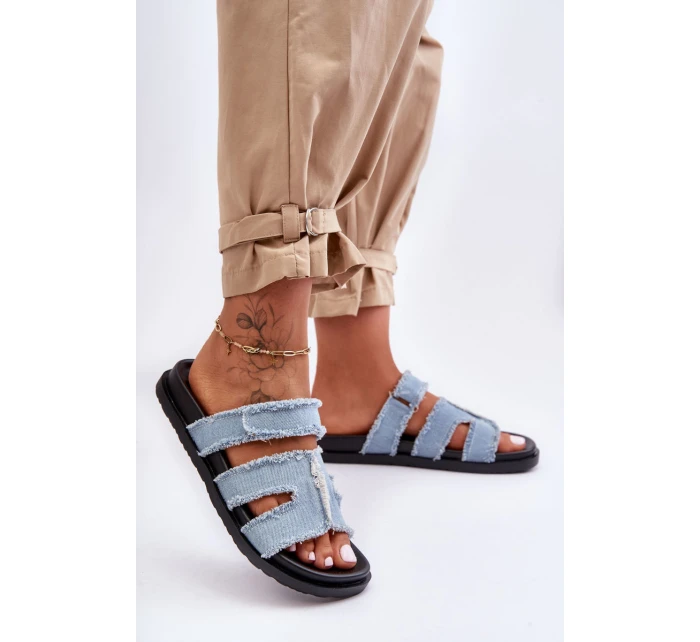 Dámské látkové sandály na zip Modrý model 21628635 - Boto Dámské látkové sandály na zip Modrý model 21628635 - Boto