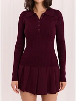 Sweter PM SW model 22400843 ciemny fioletowy - FPrice Sweter PM SW model 22400843 ciemny fioletowy - FPrice
