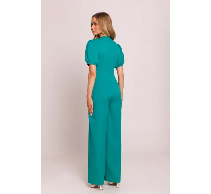 model 20970764 Kombinéza s puff rukávy tyrkysová - Moe