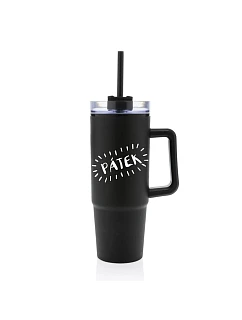 FRIDAY - čierny cestovný hrnček s priehľadným viečkom 900 ml