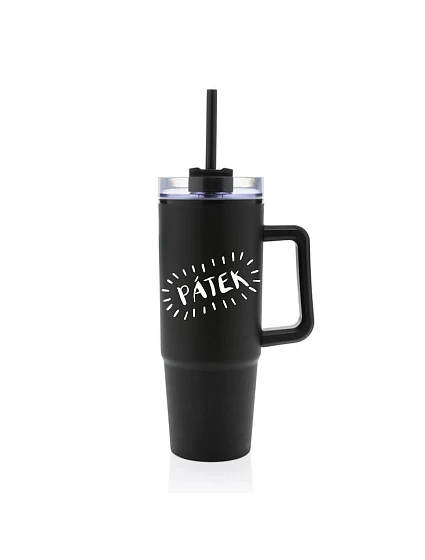 FRIDAY - čierny cestovný hrnček s priehľadným viečkom 900 ml