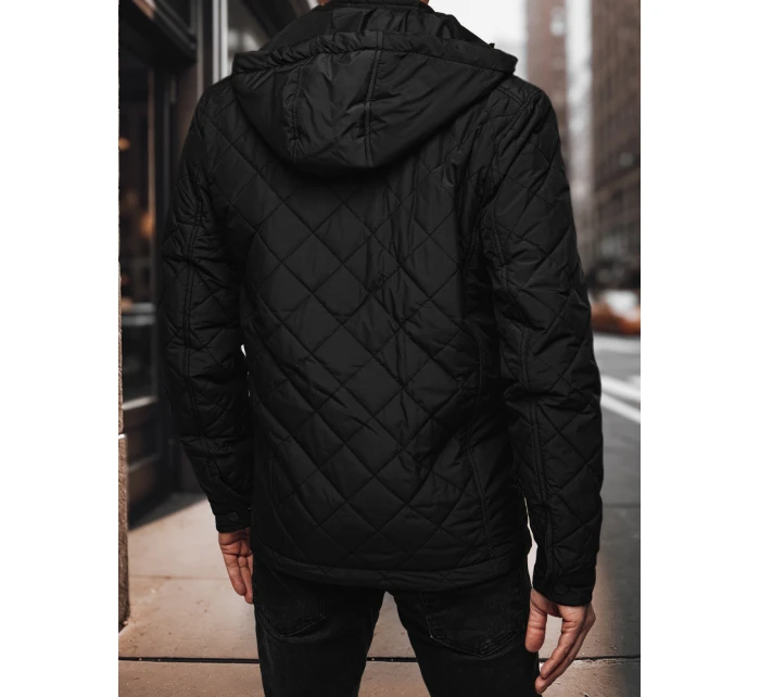 Pánska prechodná bunda s kapucňou čierna FashionStreet TX4991