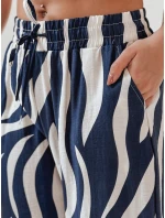 Dámské pruhované kalhoty se širokými nohavicemi námořnická modř a béžová Dstreet model 21987383 - FashionStreet