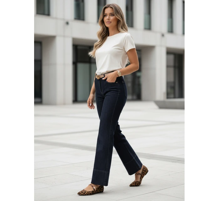 Dámské džínové kalhoty s širokými nohavicemi navy blue Dstreet model 21987949 - FashionStreet