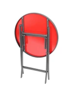 BALKÓNOVÝ NÁBYTOK SADA OKRÚHLY STÔL A 2 SKLADACIE STOLIČKY ČERVENÁ