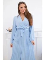 Šaty s viazaným skladaným lemom modré Šaty s viazaným skladaným lemom modré