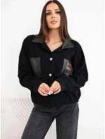 Dámská manšestrová bunda s kapsami a model 22347734 černá - K-Fashion