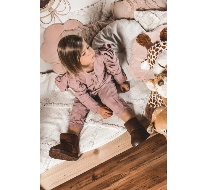 Dziecięce Ocieplane Botki Śniegowce Brązowe Gooby