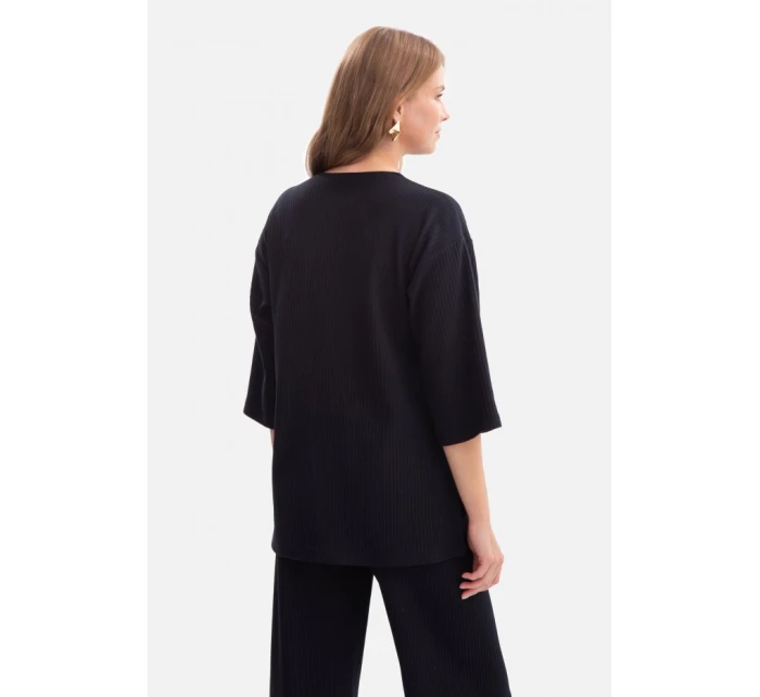 model 21379868 Žebrovaný pletený top černý - BeWear