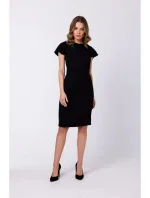 Dámské šaty s páskem Černá model 20514300 - STYLOVE Dámské šaty s páskem Černá model 20514300 - STYLOVE