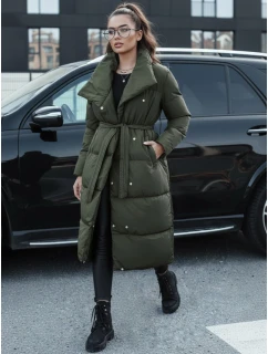 Dámsky zimný dlhý prešívaný kabát FAVI zelený FashionStreet TY4576