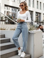 Jeansy damskie fit z wysokim stanem niebieskie model 22123819 - FashionStreet