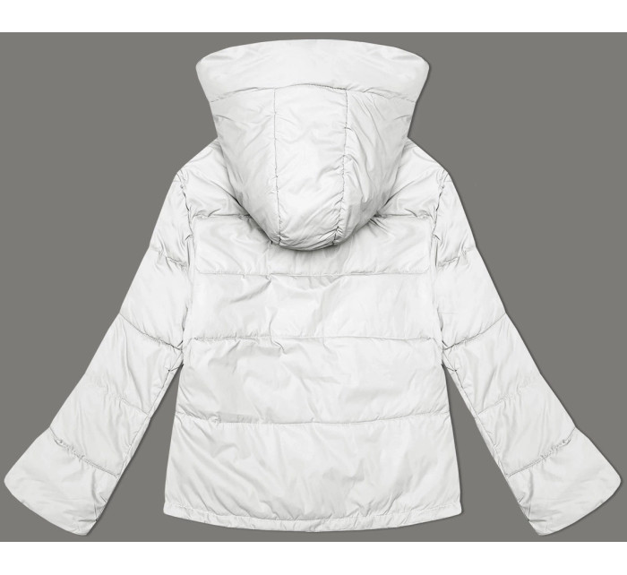 Miss TiTi (2360) Dámska voľná bunda v ecru farbe s kapucňou