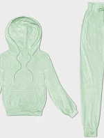 Dámska velúrová tepláková súprava s kapucňou pistáciová (8C1175-39)