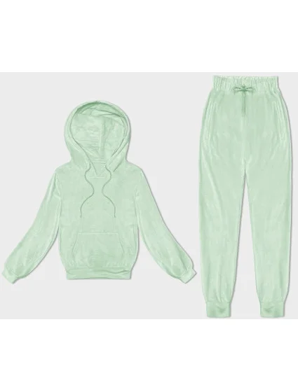 Dámska velúrová súprava v pistáciovej farbe s kapucňou (8C1175-39) Dámska velúrová súprava v pistáciovej farbe s kapucňou (8C1175-39)
