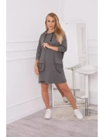 Šaty s kapucí v grafitové barvě