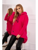 Zateplená mikina s dlouhými zády a kapucí fuchsiová Zateplená mikina s dlouhými zády a kapucí fuchsiová