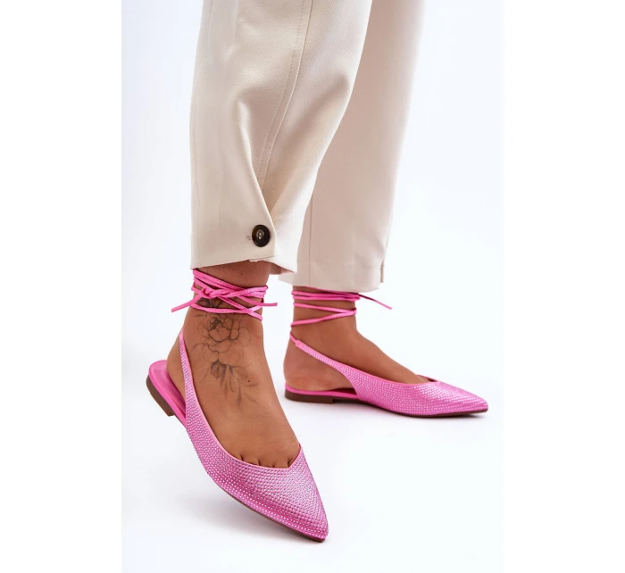 Dámské baleríny s kamínky zdobené růžové model 21629418 - Boto