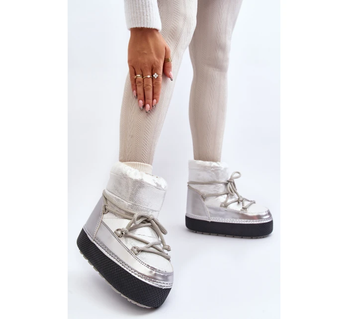 Damskie Śniegowce Z Wiązaniem Srebrne Toolsa Damskie Śniegowce Z Wiązaniem Srebrne Toolsa