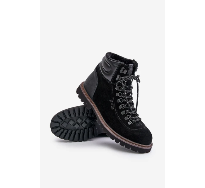 Zamszowe Ocieplane Botki Trapery Męskie Big Star OO174643 Hi-Poly System Czarne
