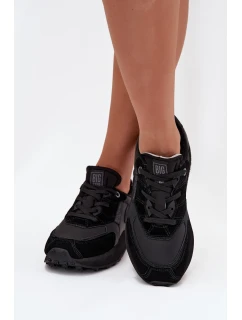 Skórzane Sneakersy Damskie Big Star OO274562 Hi-Poly System Czarne