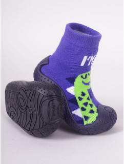 Yoclub Detské chlapčenské protišmykové ponožky s gumovou podrážkou P3 modré