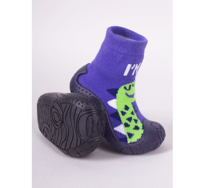 Yoclub Detské chlapčenské protišmykové ponožky s gumovou podrážkou P3 modré