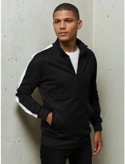 Pánska mikina na zips čierna FashionStreet BX5562 Pánska mikina na zips čierna FashionStreet BX5562