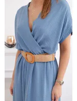 Dlhé šaty s ozdobným pásom denim Dlhé šaty s ozdobným pásom denim