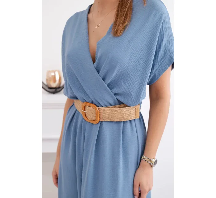 Dlhé šaty s ozdobným pásom denim Dlhé šaty s ozdobným pásom denim