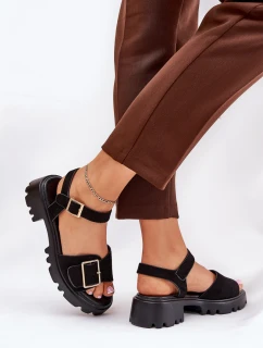 Eko Semišové Sandály Dámské S Přezkou Černé model 21687874 - Boto