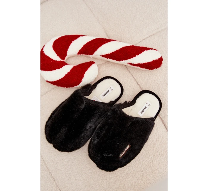 Kožešinové dámské pantofle černé Belinna