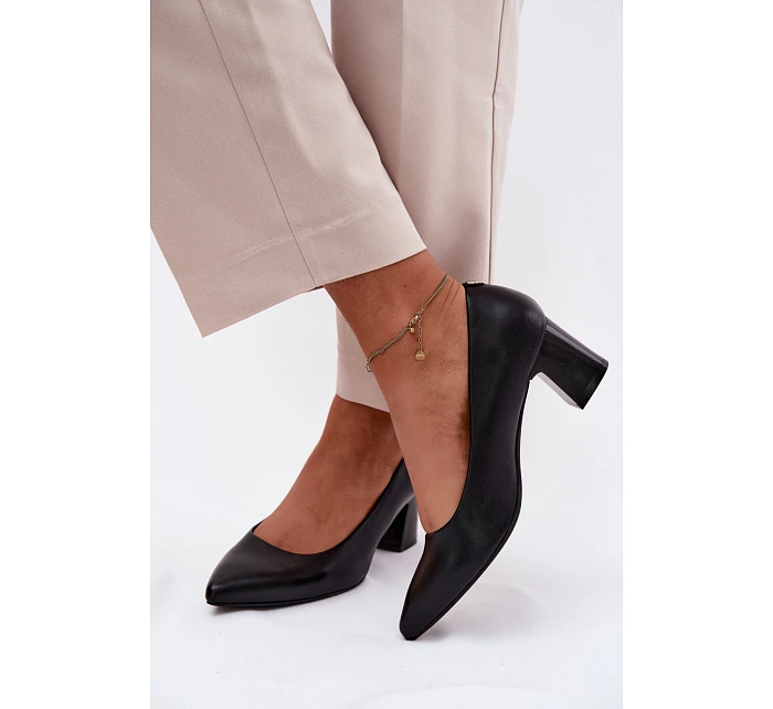 Lodičky na podpatku model 22123324 Černé - SERGIO LEONE