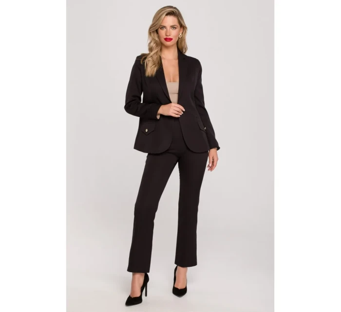 model 18004499 Sako s dvojitými kapsami s klopou černé - Makover