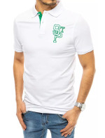 Pánske biele polo tričko s výšivkou Dstreet PX0439