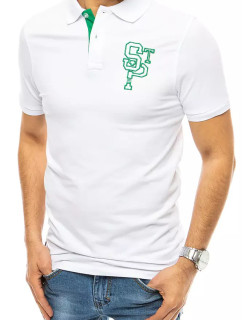 Pánske biele polo tričko s výšivkou Dstreet PX0439