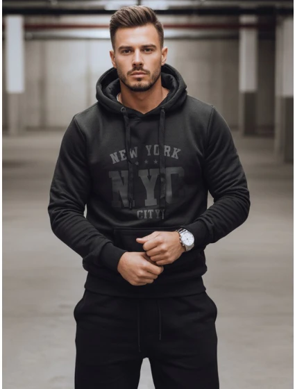 Pánska zateplená mikina s kapucňou čierna FashionStreet BX5934