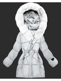 Zimowa kurtka damska z kapturem jasny beżowy model 21721858 - S'WEST