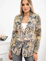 Bavlnená bunda s potlačou a gombíkom béžová