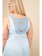 Dámske plus size viskózové šaty s čipkou bez rukávov modré Dámske plus size viskózové šaty s čipkou bez rukávov modré