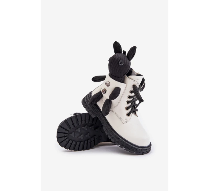 Kožené Zateplené Dětské Boty Na Zip S Bílé model 21675604 - VINCEZA