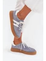 Zamszowe Sneakersy Damskie Na Platformie Niebieskie Marisae
