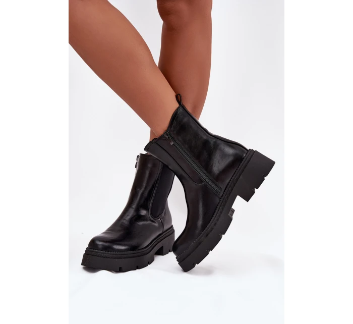 Zateplené kotníkové boty na zip Černé model 21708977 - Boto Zateplené kotníkové boty na zip Černé model 21708977 - Boto