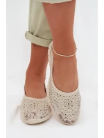 Kožené krajkové baleríny S.Barski GR61-5973 béžové