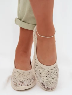 Kožené krajkové baleríny S.Barski GR61-5973 béžové