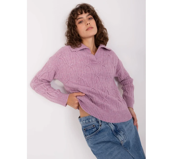 Sweter AT SW jasny fioletowy model 19018547 - FPrice Sweter AT SW jasny fioletowy model 19018547 - FPrice