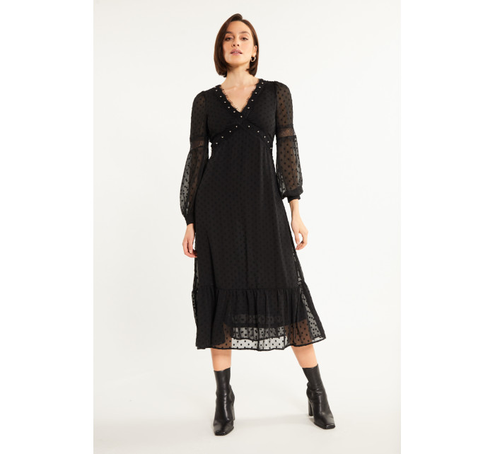 Šaty Monnari Midi šaty z látky Plumeti Black