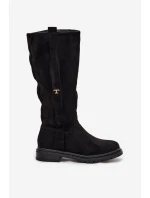 Dámske zateplené čižmy na nízkom podpätku od Delyssa - čierne