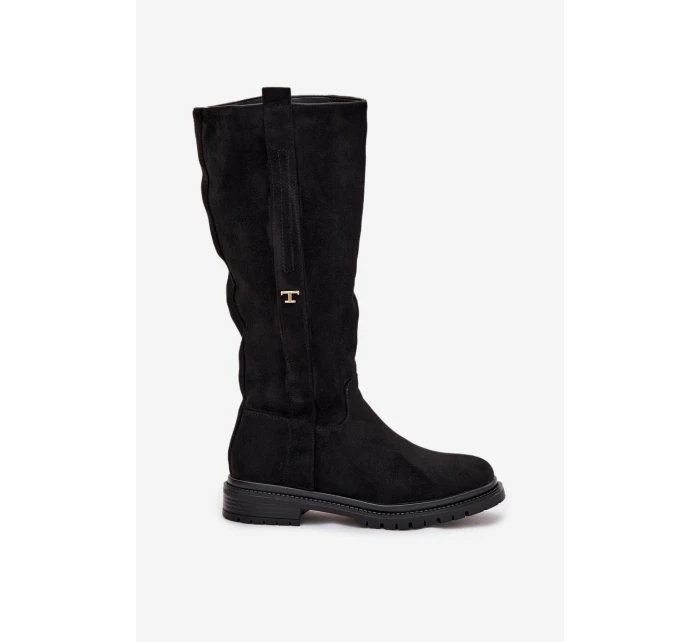 Dámske zateplené čižmy na nízkom podpätku od Delyssa - čierne